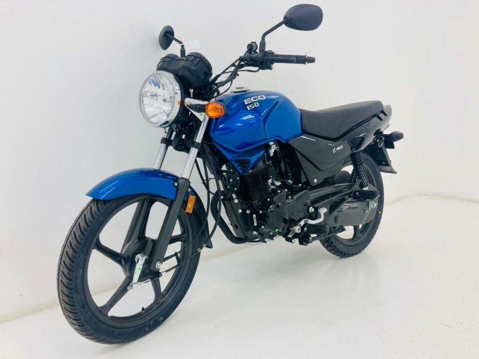 Blue Hero Eco 150 motorcycle shown as a clean product image for the mobikes offer